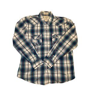 AE Outfitters Vintage Fit Men's Long Sleeve Plaid Shirt Pearl Snaps Size XL
